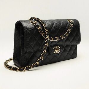 Chanel classic medium caviar grain double flag bag